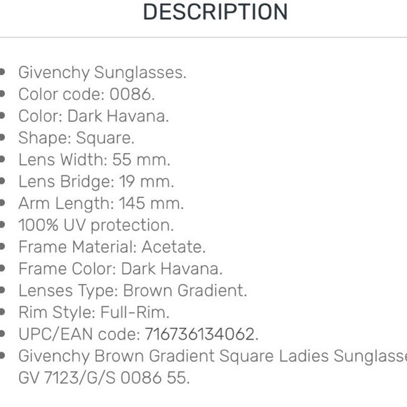 Givenchy Dark Havana Brown Gradient Square Sunglasses Case not included main image 7